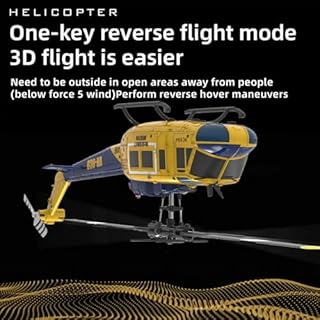 NBJIALIN RC ERA C032 UH-1 Huey Elicottero telecomandato per adulti, 1/48 Sacle 2.4G 6CH Gyro Stabilized Aircraft with Altitude Hold & Optical Flow,3D Stunt Drone (giallo)