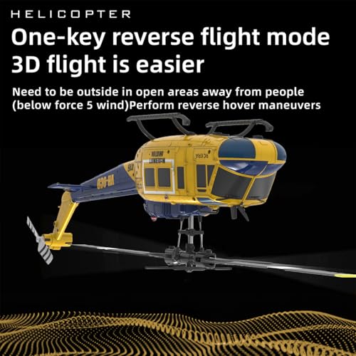 Image of RC ERA C032 UH-1 Huey Helicopter - Remote Control Helicopters for Adult, 1 /48 Sacle 2.4G 6CH Gyro Stabilized Aircraft with Altitude Hold & Optical Flow,3D Stunt Drone (Yellow)