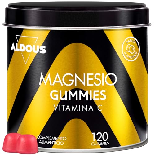 Magnesiumcitrat-Gummis 1340mg + Vitamin C 45mg pro Tagesdosis - 120 Gummis - Reines Magnesium 225 mg - Natürlicher Cranberry-Geschmack - Müdigkeitsvitamine - Muskel & Knochen - ALDOUS