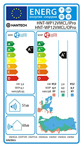 HANTECH H-PRO Split Klimaanlage 12000 BTU für Räume bis 45 m² als Komplettset mit Kupferleitungen - Luft-Luft-Wärmepumpen Technologie - Smart Home kompatibel, WiFi - Heizen, Kühlen, Entfeuchten – Ansicht 9