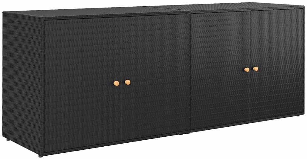 vidaXL Gartenschrank Geräteschrank Haushaltsschrank Beistellschrank Aufbewahrungsschrank Schrank Garten Balkon Schwarz 198x55,5x80cm Poly Rattan