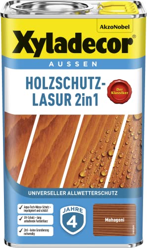 Xyladecor Holzschutz-Lasur 2in1 Universeller Allwetter-Schutz Der Klassiker Mahagoni 4 l