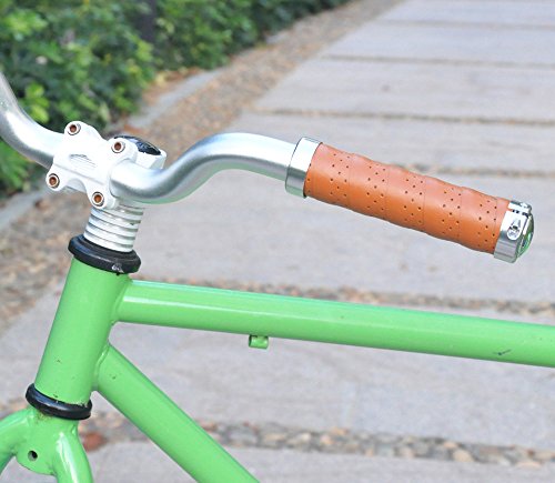 Upanbike Bike Grips Leather Handlebar Grips Fit 22.2Mm Handlebar Grips Double Lock-On Bar Grip(Khaki) #TOP4