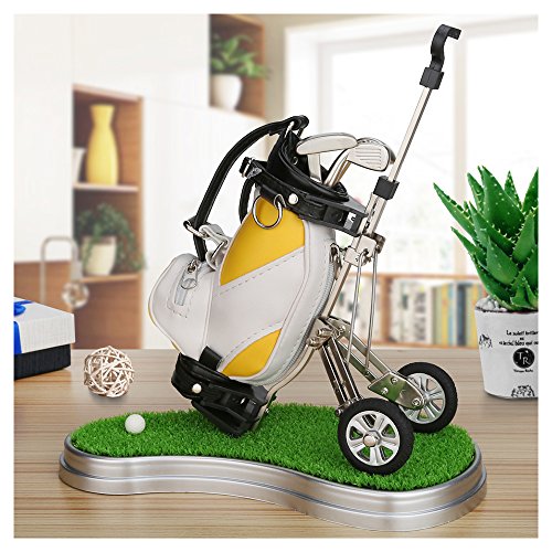 10L0L Mini Desktop Golf Bag Pen Holder with Lawn Base and Golf Pens