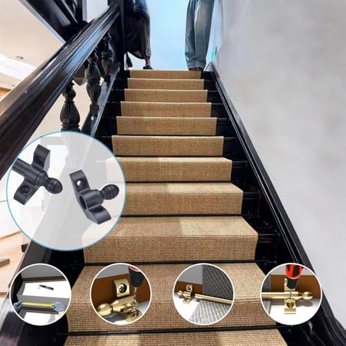 Black Stair Rods for Carpet Runners – Set of 1-10, Long 48in Stair Carpet Rods, Durable Holder Bracket for Home & Commercial Use, Easy Installation (122cm)