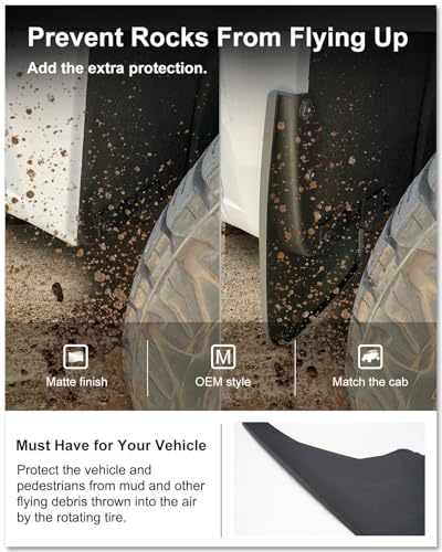 Image of Kiwi Master Mud Flaps for 2019-2026 Chevy Silverado 1500 (Not Fits ZR2 /LT Trail Boss /Custom Trail Boss), Heavy Duty Mud Guards, Front & Rear Splash Guards, No Drill, 4 Pcs Set
