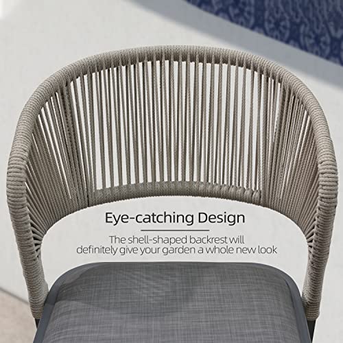 Purple Leaf Bar Stool Set Of 2 Outdoor Rattan Bar Chair With Back Metal Bar Height Stool Wicker Barstool Dark Grey #TOP3