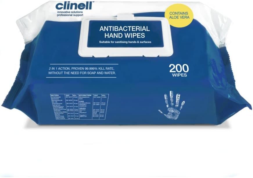 Antimicrobial Hand Wipes - Pack of 1 - 200 Wipes - Antibacterial, Suitable for Hands and Surfaces - Dermatologically Tested, Kills 99.99% of Germs