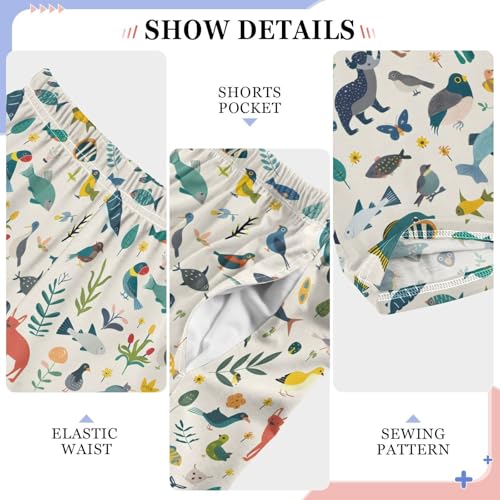 Fish Foxes Birds Seamless Pajamas Bottoms with Pockets Comfy Pjs Sleepwear Elastic Waistband Pajamas Pants Lounge Pants4
