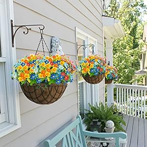 Uieke 6PCS Artificial Flowers for Outdoors UV Resistant Fake Daisy Mums Flowers Outdoor No Fade Greenery Shrubs for Indoor Outside Home Wedding Office Garden Porch Spring Decor
