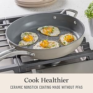 Calphalon Premier Ceramic Nonstick 12 Frying Pan with Lid Mushroom Grey