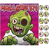 Halloween Games for Kids - Pin The Eyeball on The Zombie Game | Halloween Crafts Toys Gifts Birthday Party Supplies for Kids | HALLOWEEN Treats Activities Party Favors Decorations for Family