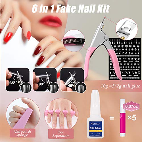 Inmorven Clear Acrylic Nail Tips,500pcs False Nails With Glue Press on Nail Acrylic Nail Kit,10 Sizes Half Cover French False Nail With Case, 6 extra set gift. - Thumbnail 5