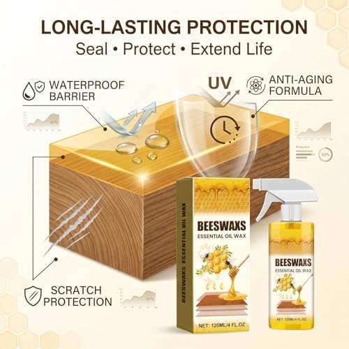 CIVGICY Beeswax Wood Polish, Beeswaxs Essential Oil Wax, Natural Micro-Molecularized Beeswax Spray, Multi-Purpose Furniture Wood Cleaner Repairing Care Spray, Restores Shine & Removes Scratches (1) - 4