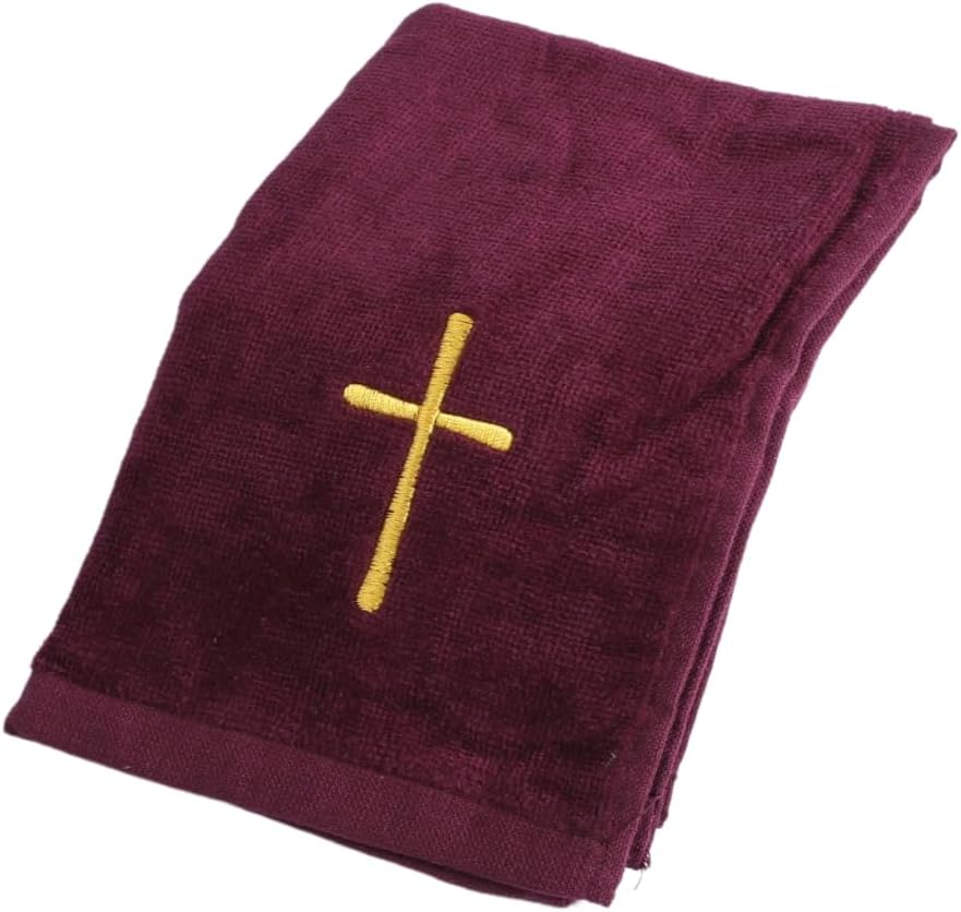 Pastor Towel Cross Burgundy with gold