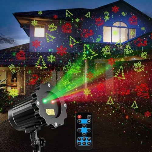 Image of Brighter Christmas Projector Lights Outdoor, Laser Light Projector with Remote, 8 Patterns Light Show Holiday Projector, Waterproof Christmas Decorations for Outside, Garden, Party, Home Decor