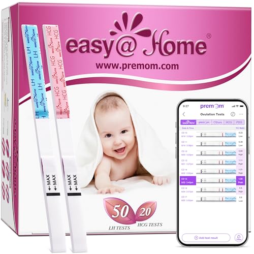 Easy@Home 50 Ovulation Test Strips and 20 Pregnancy Test Strips Combo Kit, (50 LH + 20 HCG)-Package May Vary