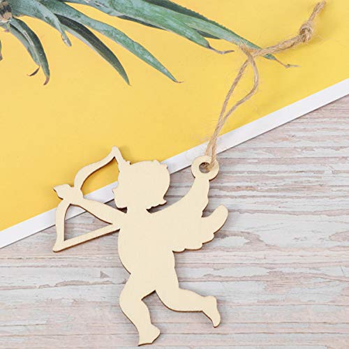 Valicclud - 10 peças de enfeites de madeira inacabados com recortes de cupido em forma de madeira, p