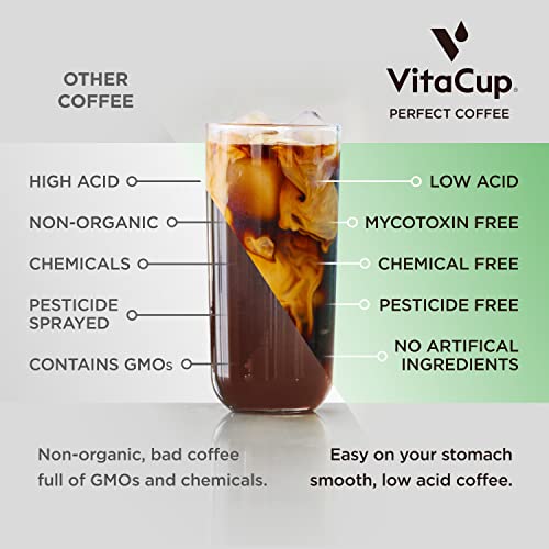 Vitacup Perfect Low Acid Ground Coffee, 11 Oz & Keto + Collagen Vanilla Creamer, 10 Oz | Infused With Superfoods (Collagen, Coconut Water, Mct, Dairy-Free) For Body And Brain Health #TOP2