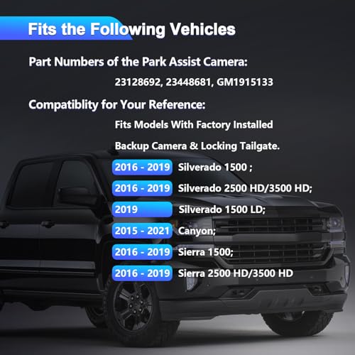 Image of ZSZ Tailgate Handle Backup Camera, Parking Assist Camera Fits for 2014-2018 Silverado 1500 Sierra 1500,2015-2018 Silverado 2500HD 3500HD Canyon 2500HD 3500HD,Replaces OE#23128692 23448681 23156952