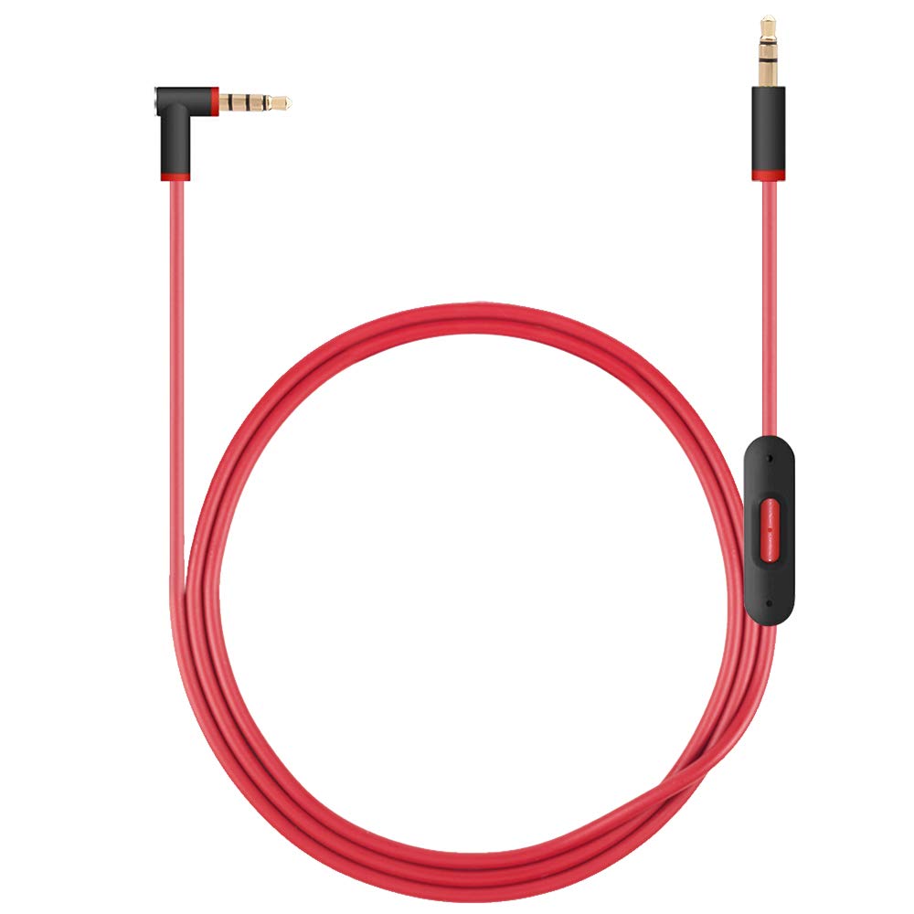 Replacement Inline Remote Mic Extension Audio Cable Cord for Monster Beats by Dr Dre Solo Solo HD Studio Wireless Pro Detox Mixr Executive Pill Headphones (Black-red)