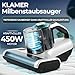KLAMER Milbensauger 18kPa – Matratzensauger mit UV-Licht & 60°C Tiefenreinigung, Ultraschall & Schlagmodi, Anti-Verwicklungs-Bürste für Tierhaare, HEPA-Filter gegen Milben & Allergene