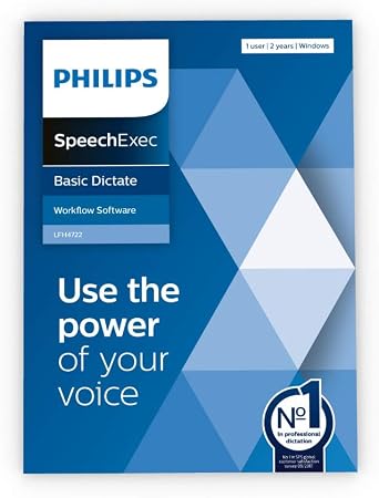 Philips SpeechExec Basic Dictation Software LFH4722/00, 2 Year Subscription