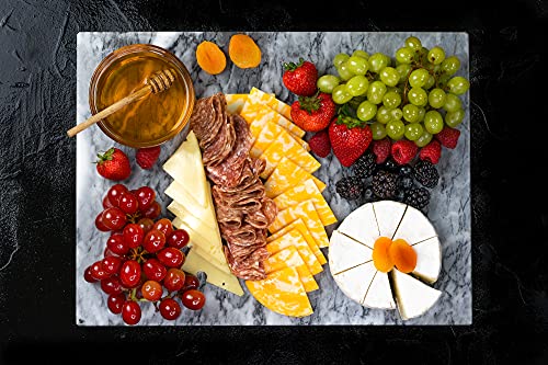 Marble Cutting Board & Rolling Pin For Kitchen, Serving, Pastry, Charcuterie, Cheese - 16” X 12” And 16” Combo Set - Nonslip Feet For Stability - Accessories For Bakers, Gift Home Decor Ideas #TOP4