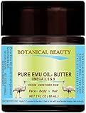PURE EMU OIL- BUTTER. 100% Natural - RAW - VIRGIN - UNREFINED.for FACE, BODY, HANDS, FEET, NAILS & HAIR and LIP CARE. (2 Fl. oz. - 60 ml.)