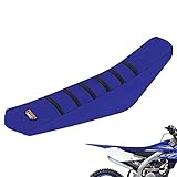 MCHMFG Motorcycle Universal Seat Cover Non-Slip Rubber Striped Gripper Soft Sewing for CRF WR WRF RMZ YZF SXF EXC EXC XC SX CR KLX Dirt Pit Bike Motocross Off Road (Blue)
