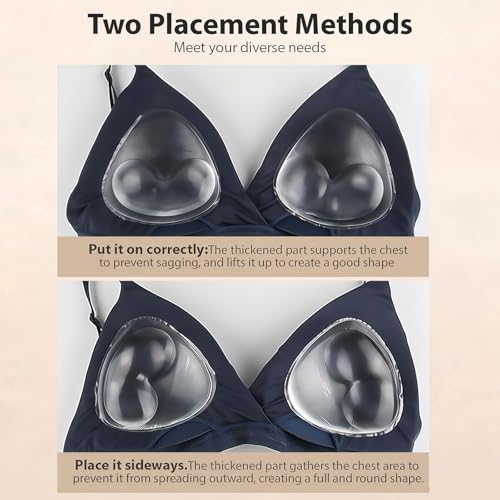Image of ericotry 1 Pair Silicone Bra Inserts Waterproof Breast Enhancers Triangle Push Up Booster Pads for Swimsuit and Bikini (Transparent)