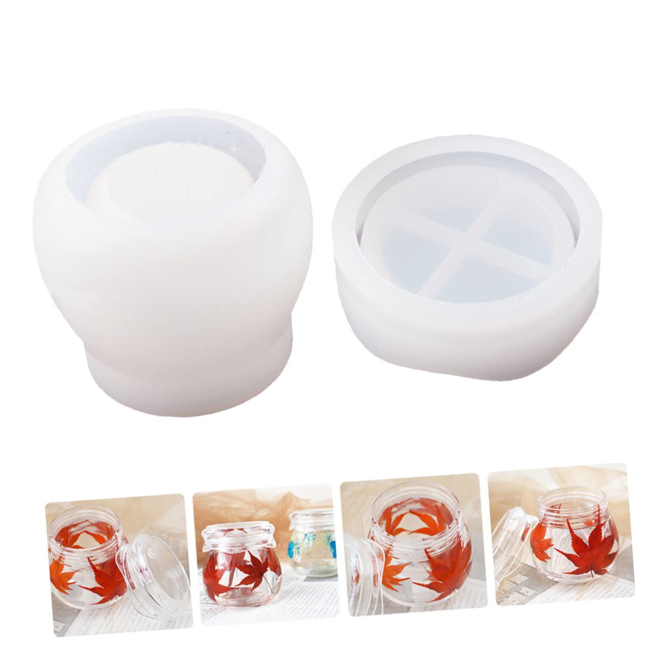 DOITOOL 6 Sätze Kristallklarer Epoxidharz Resin Bottle Mold mit Abdeckung Silikon Storage Box Mold für Schmuckbecher Puddingbecher und Aufbewahrung DIY Kreativset für Dekorationen