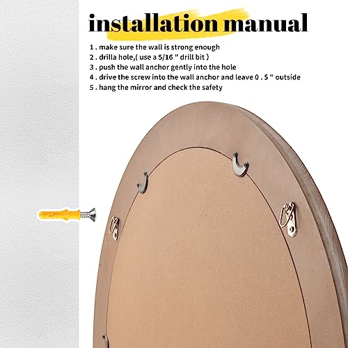 sawsile 24x30'' Rustic Oval Wood Mirror,Decorative Farmhouse Oval Mirrors,Vanity Nature Mirrors for Bedroom, Bathroom, Living Room,or Entryway - Image 5