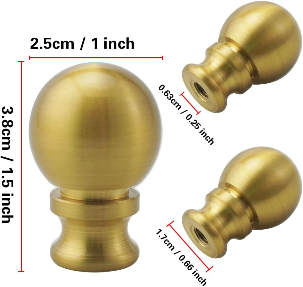 2 Pieces Lamp Finials, Antique Brass Finial for Lamps, Lamp Shade Nut Screw Cap, Metal Knob Topper Finial, for Decorative Replacement DIY Table or Floor Light Lampshade Holder Harp Adapter