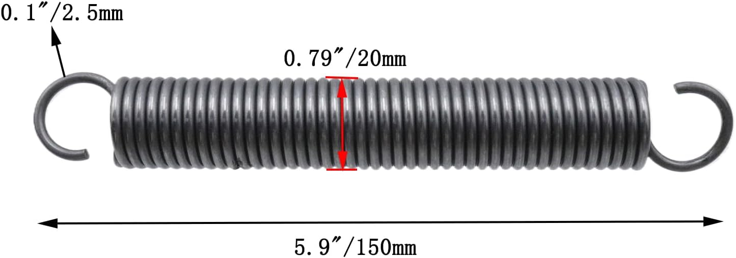 4Pcs Heavy Duty Extension Spring, Spring Steel Hook Construction Extended Tension Springs with Hook for Machinery Repair Construction Industrial (Wire Diameter 0.1", OD 0.79", Length 5.9")