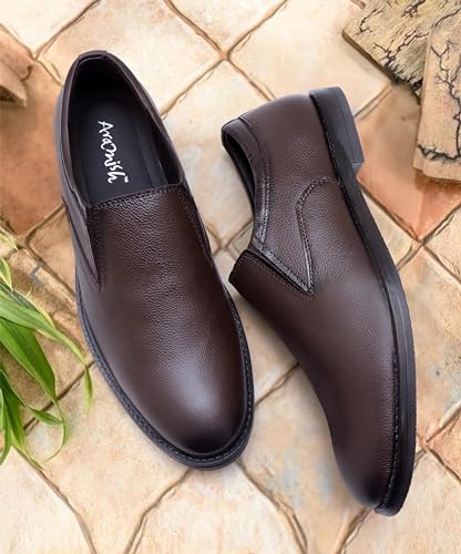 Image of ARAMISH Men's Genuine Leather Moccasin Slip On Formal Shoes