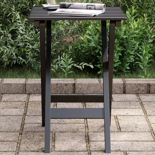 Woonisher Table d’appoint Pliable Noir Bois de peuplier Massif Table Jardin Exterieur Salon de Jardin Pas Cher