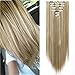 Lelinta 7Pcs Full Head 16 Clips in on Double Weft Hair Extensions, Sandy Blonde Mix Bleach Blonde Straight, 23inch 160g