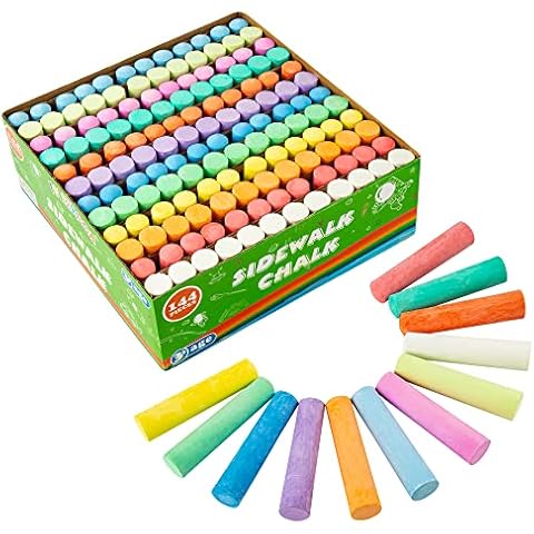 144 PCS Jumbo Chalks, Giant Chalk, Sidewalk Chalks for Kids, Washable Non-toxic, Outdoor Chalk Sets Art Play Cover