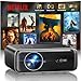 Smart Beamer, jetzt mit Netflix, Dolby Audio, WiMiUS 1300 ANSI Autofokus/6D Trapezkorrektur Led Beamer 4K Heimkino Unterstützt, WiFi Bluetooth Full HD 1080P Outdoor Deckenmontage Projektor für Handy