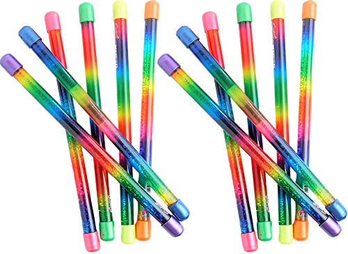 JA-RU Glitter Wand Girls Rainbow Baton Toy (12 Baton) 12 Inch 2002-12p
