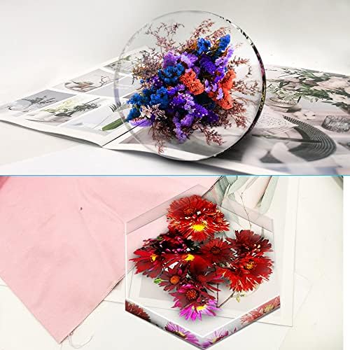 2 Pcs Large Resin Moulds, FineGood Resin Moulds Silicone Round Hexagon Epoxy Resin Moulds Deep Silicone Moulds for Resin Bookends Weeding Flower Preservation