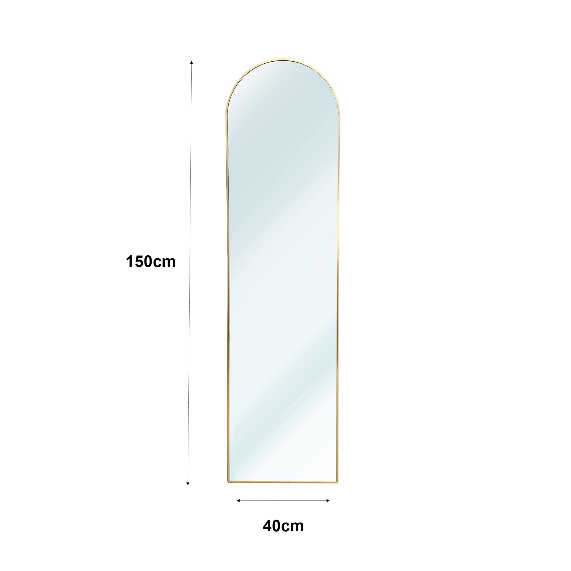 Nyana Espejo de Pie Metálico Metal Round Home | Cuerpo Entero 150x40 o 160x50 cm | Soporte Ajustable y Marco de Aleación Metálica | Diseño Moderno y Elegante | Gran Formato HD (150x40 cm)