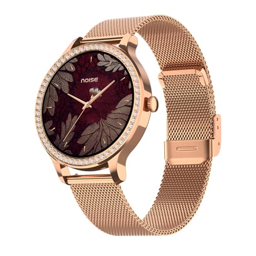 Image of Noise Diva Araya Smartwatch for Women with AMOLED Display (850 Nits), 60 Precision-Set Crystals, Cycle Tracking, Skin Temperature, SOS with Live Location, 100+ Watch Faces - Rose Gold Link