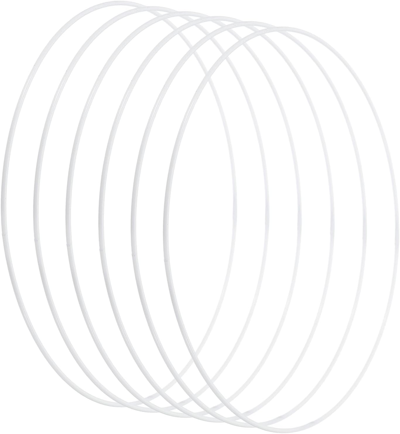 PATIKIL 16 Inch Round Dream Catcher Rings, 6 Pcs Metal Christmas Macrame Wreath Floral Ring Hoop for Home DIY Craft Wedding Wall Hanging Decorations, White