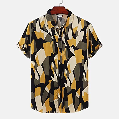 Chemise hawaïenne pour hommes anti-transpiration à motif abstrait multicolore