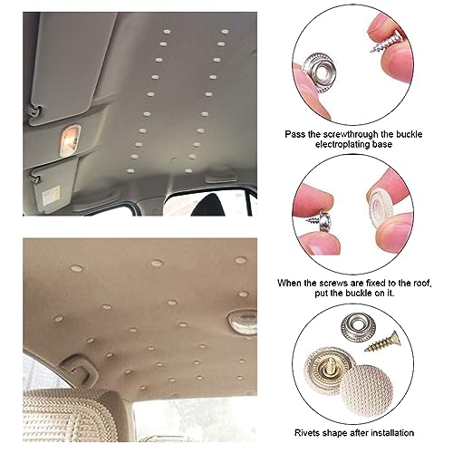 Grapas Techo Coche, Techo Coche Despegado, 20 Piezas Chinchetas Techo Coche, Kit Reparacion Techo Coche Despegado, Botones Reparación Techo Coche,Fijación al Techo del Coche, Beige - imagen 4