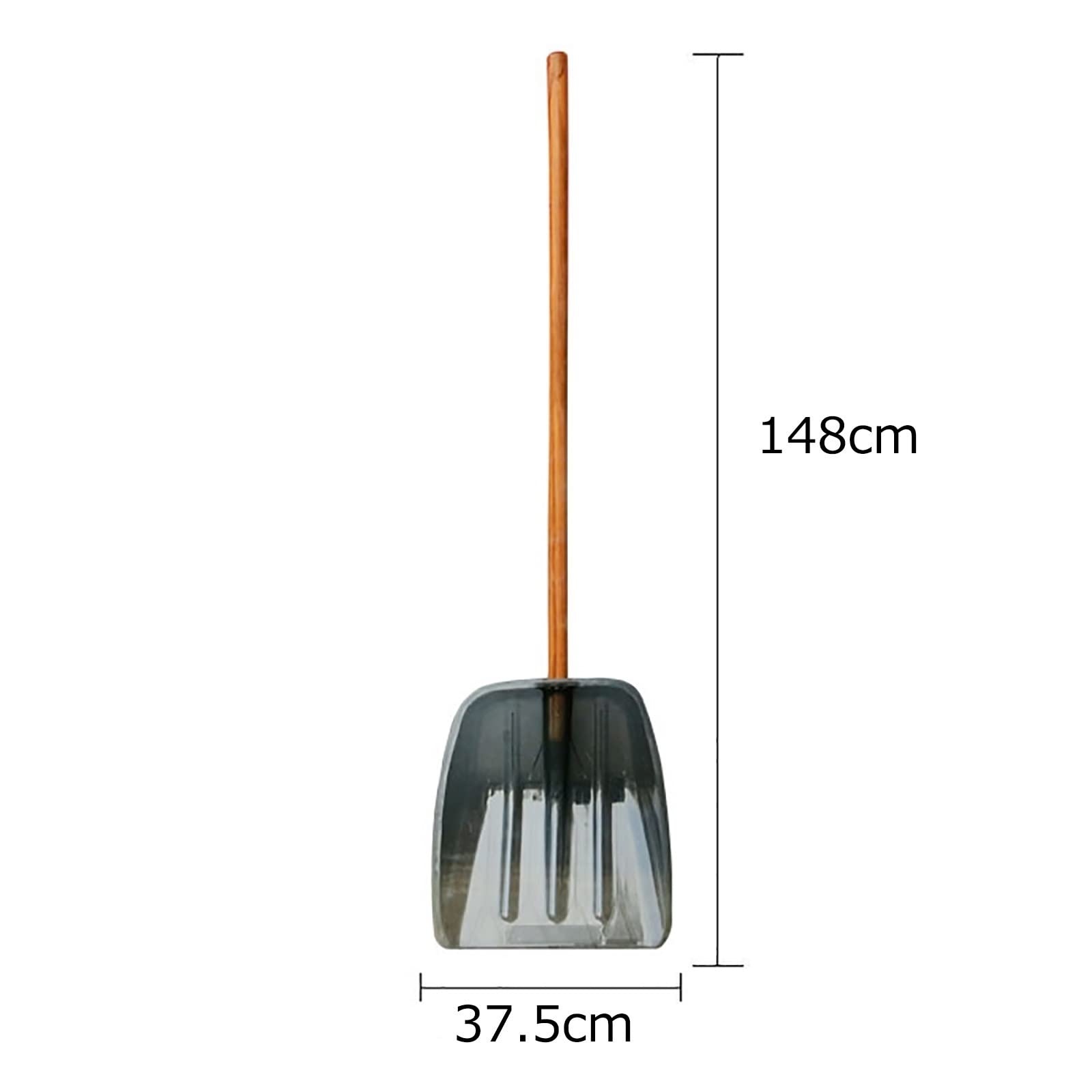 Pala de nieve, cabeza de pala, palas cuadradas con mango recto de madera, pala de nieve de polipropileno transparente, resistente y duradera, fuerte capacidad de carga, para camino de entrada, jardí