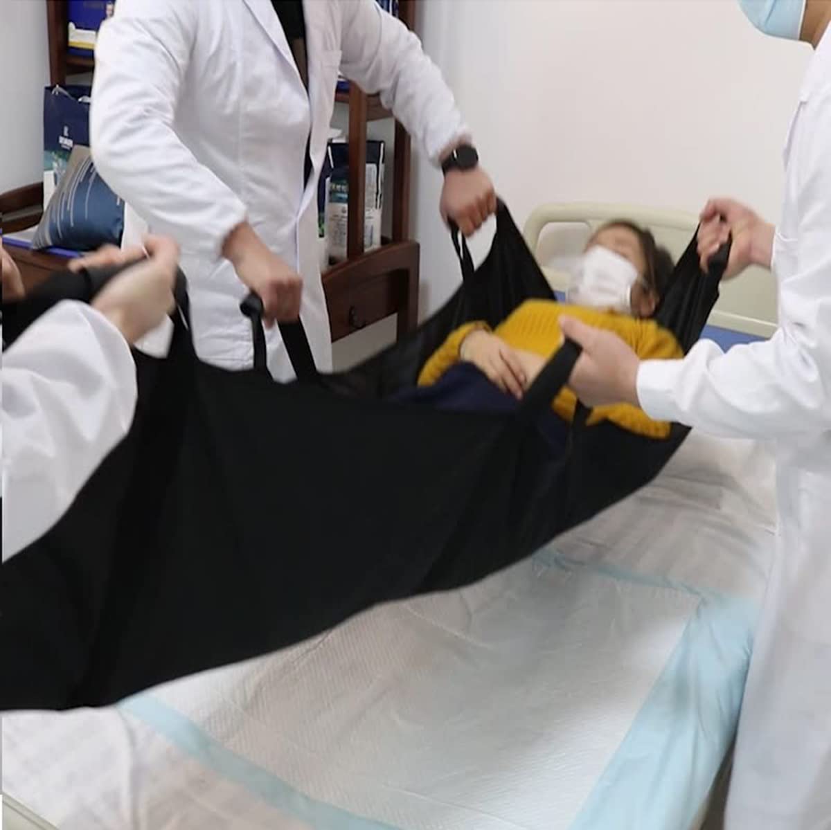 VVEROGJS Almohadilla de posicionamiento de Cama Camilla Suave, sábana de elevación de Transferencia de Pacientes Impermeable Alfombrilla de Cama de Hospital con Asas para Ancianos, bariátrica