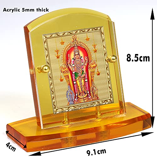 Image of Eknoor 24 Carat Gold Plated Foil on Solid 5MM Thick Acrylic Base Murugan Ji Kartikeya Ji God Idol with Golden Frame